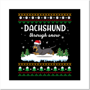 Dachshund Through Snow Funny Christmas Costume Posters and Art